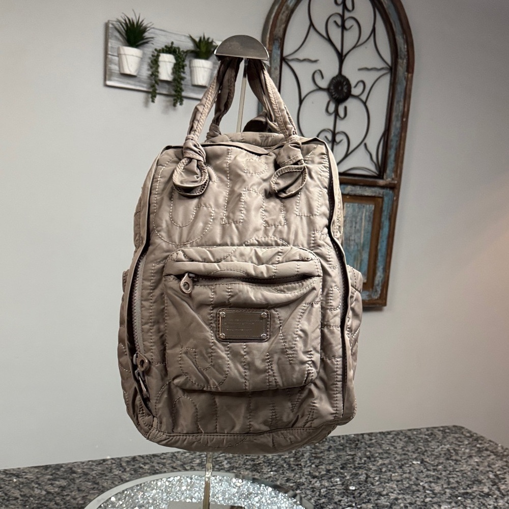 Marc Jacobs Taupe Quilted Nylon Backpack EUC